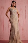 Buy_Roqa_Peach Net Embroidered Sequin Sheer Rosa Crystal Mermaid Gown _Online_at_Aza_Fashions