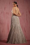 Roqa_Silver Net Embroidered Sequin Sandrine Crystal Embellished Mermaid Gown _Online_at_Aza_Fashions