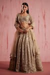 Buy_Roqa_Gold Net Embroidered Sequin Sweetheart Zayan Bridal Lehenga Set_at_Aza_Fashions
