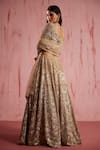 Shop_Roqa_Gold Net Embroidered Sequin Sweetheart Zayan Bridal Lehenga Set_at_Aza_Fashions