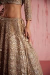 Roqa_Gold Net Embroidered Sequin Sweetheart Zayan Bridal Lehenga Set_at_Aza_Fashions