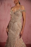 Shop_Roqa_Gold Net Embroidered Sequin Zerena Scallop Crystal Embellished Mermaid Gown _Online_at_Aza_Fashions