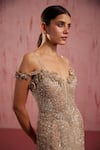 Shop_Roqa_Gold Net Embroidered Sequin Zerena Scallop Crystal Embellished Mermaid Gown _at_Aza_Fashions