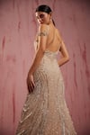 Roqa_Gold Net Embroidered Sequin Zerena Scallop Crystal Embellished Mermaid Gown _at_Aza_Fashions