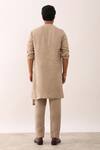 Shop_Son Of A Noble Snob_Beige 100% Linen Solid Rohan Overlap Panel Kurta With Trouser_at_Aza_Fashions