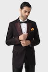 Shop_Raghavendra Rathore Jodhpur_Brown Suiting Plain The Burnt Sienna Tuxedo _Online_at_Aza_Fashions