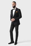 Buy_Raghavendra Rathore Jodhpur_Black Wool Woven Jacquard The Shard Tuxedo _at_Aza_Fashions