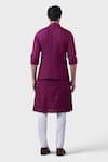 Shop_Raghavendra Rathore Jodhpur_Wine Silk The Pinch Tuck Waistcoat _at_Aza_Fashions