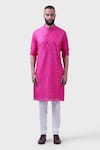 Shop_Raghavendra Rathore Jodhpur_Pink Silk Sequins, Embroidery Tulia And Thread Kurta _Online_at_Aza_Fashions