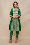 Buy_Gulabo by Abu Sandeep_Green Chanderi Embroidery Gota Round Neck Tunic  _at_Aza_Fashions