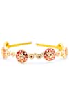 Shop_Foot Fuel_Gold Beads Crystal Studded Carved Brooch Hairband _at_Aza_Fashions