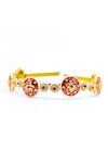 Foot Fuel_Gold Beads Crystal Studded Carved Brooch Hairband _Online_at_Aza_Fashions