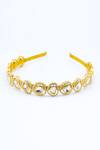 Buy_Foot Fuel_Gold Crystals Clear Studded Brooch Hairband _at_Aza_Fashions