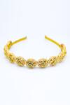Buy_Foot Fuel_Gold Crystals, Beads Floral Embellished Hairband _at_Aza_Fashions