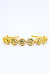 Shop_Foot Fuel_Gold Crystals, Beads Floral Embellished Hairband _at_Aza_Fashions