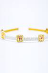 Foot Fuel Gold Crystals, Beads Square Studded Brooch Hairband Online at Aza Fashions Foot Fuel_Gold Crystals, Beads Square Studded Brooch Hairband _Online_at_Aza_Fashions