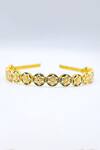 Foot Fuel_Gold Crystals, Beads Carved Studded Brooch Hairband _Online_at_Aza_Fashions