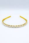 Foot Fuel_Gold Beads Lined Brooch Hairband _Online_at_Aza_Fashions