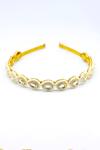 Shop_Foot Fuel_Gold Beads, Crystals, Stones Tear Drop Studded Hairband _at_Aza_Fashions