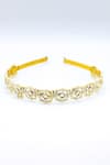 Buy_Foot Fuel_Gold Crystals, Beads, Stones Embellished Hairband _at_Aza_Fashions