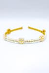 Buy_Foot Fuel_Gold Pearls, Crystals Petite Bloom Quad And Studded Hair Band _at_Aza_Fashions