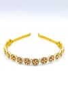 Buy_Foot Fuel_Gold Beads, Crystals Embellished Broach Hairband _at_Aza_Fashions