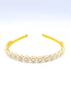 Buy_Foot Fuel_Gold Crystals, Beads Circular Embellished Hairband _at_Aza_Fashions