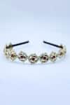Buy_Foot Fuel_Gold Crystals Pansy Bloom And Bead Studded Hair Band _at_Aza_Fashions