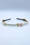 Buy_Foot Fuel_Gold Crystals Misty Ornate Pearl And Studded Hair Band _at_Aza_Fashions