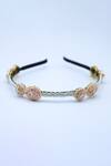 Buy_Foot Fuel_Gold Crystals Floret Swish And Bead Studded Hair Band _at_Aza_Fashions