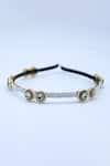 Buy_Foot Fuel_Gold Crystals, Beads Geometric Ornate And Studded Hair Band _at_Aza_Fashions