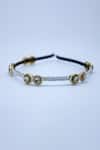 Shop_Foot Fuel_Gold Crystals, Beads Geometric Ornate And Studded Hair Band _at_Aza_Fashions