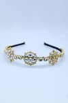 Buy_Foot Fuel_Gold Crystals, Beads Quad Petal And Studded Hair Band _at_Aza_Fashions