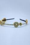 Shop_Foot Fuel_Gold Crystals Stark Bloom And Bead Studded Hair Band _at_Aza_Fashions