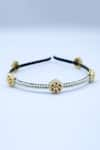 Buy_Foot Fuel_Gold Crystals Celinda Cluster And Pearl Studded Hair Band _at_Aza_Fashions