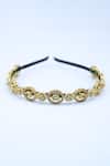 Buy_Foot Fuel_Gold Crystals Loop Enigma And Bead Studded Hair Band _at_Aza_Fashions