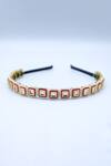 Buy_Foot Fuel_Gold Crystals, Beads Quad Twine And Studded Hair Band _at_Aza_Fashions