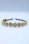 Buy_Foot Fuel_Gold Crystals, Beads Streak Fleur And Studded Hair Band _at_Aza_Fashions