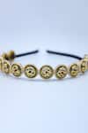 Shop_Foot Fuel_Gold Crystals, Beads Streak Fleur And Studded Hair Band _at_Aza_Fashions