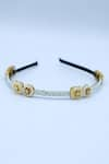 Buy_Foot Fuel_Gold Crystals Circlet Flora And Pearl Studded Hair Band _at_Aza_Fashions