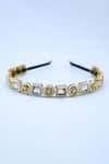 Buy_Foot Fuel_Gold Crystals, Beads Square Studded Brooch Hairband _at_Aza_Fashions