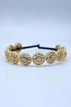 Buy_Foot Fuel_Gold Beads Crystal Studded Circular Brooch Hairband _at_Aza_Fashions