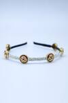 Buy_Foot Fuel_Gold Crystals, Beads Studded Round Brooch Hairband _at_Aza_Fashions