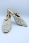 Buy_Foot Fuel_Gold Bead Subtle Pearl Embellished Mules _at_Aza_Fashions