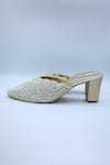 Foot Fuel_Gold Bead Subtle Pearl Embellished Mules _Online_at_Aza_Fashions