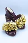 Buy_Foot Fuel_Maroon Chains Coin Love Embellished Wedges _at_Aza_Fashions