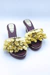 Shop_Foot Fuel_Maroon Chains Coin Love Embellished Wedges _at_Aza_Fashions
