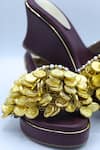 Foot Fuel_Maroon Chains Coin Love Embellished Wedges _Online_at_Aza_Fashions