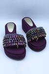 Buy_Foot Fuel_Purple Beads Clustered Crystal Embellished Wedges _at_Aza_Fashions