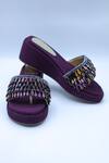 Shop_Foot Fuel_Purple Beads Clustered Crystal Embellished Wedges _at_Aza_Fashions